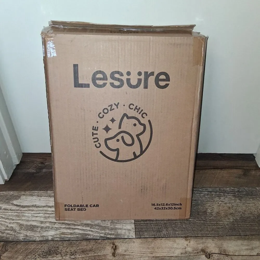 Lesure Foldable Dog & Cat Car Booster Seat, Beige/Cream